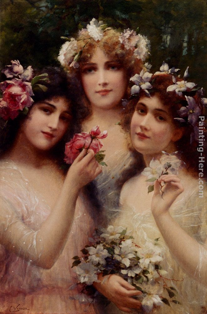 The Three Graces painting - Emile Vernon The Three Graces art painting